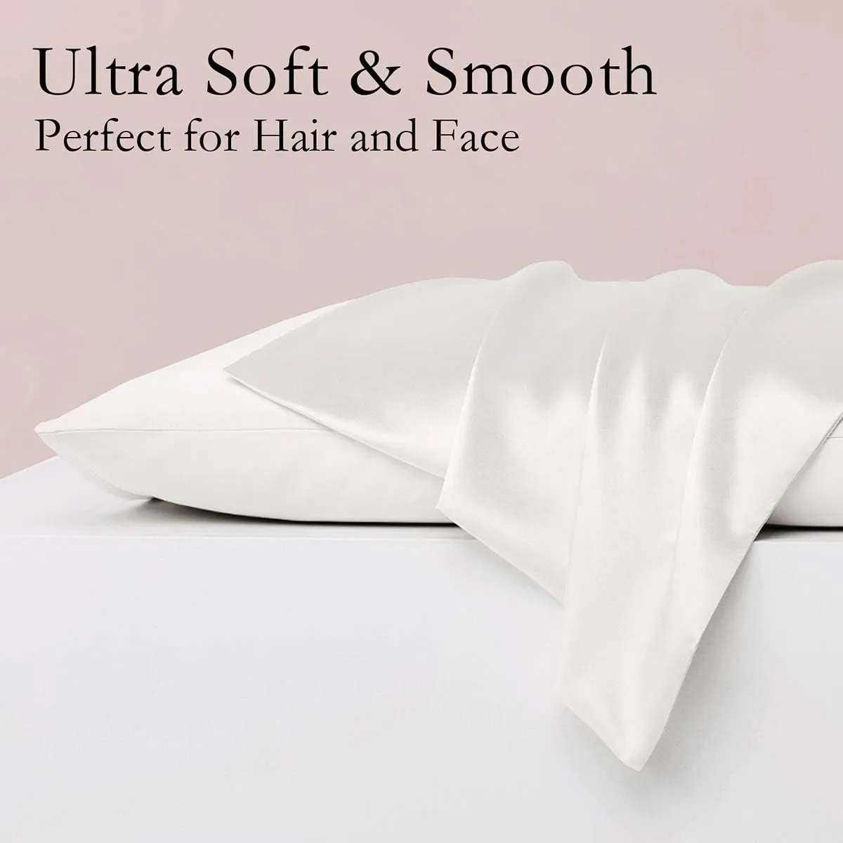 Silk Pillowcase for Hair and Skin 2 Pack 100% Mulberry Silk Bed Pillowcase Hypoallergenic Soft Breathable Both Sides Silk Pillow Case with Hidden Zipper, Queen Size Pillow Cases (White)