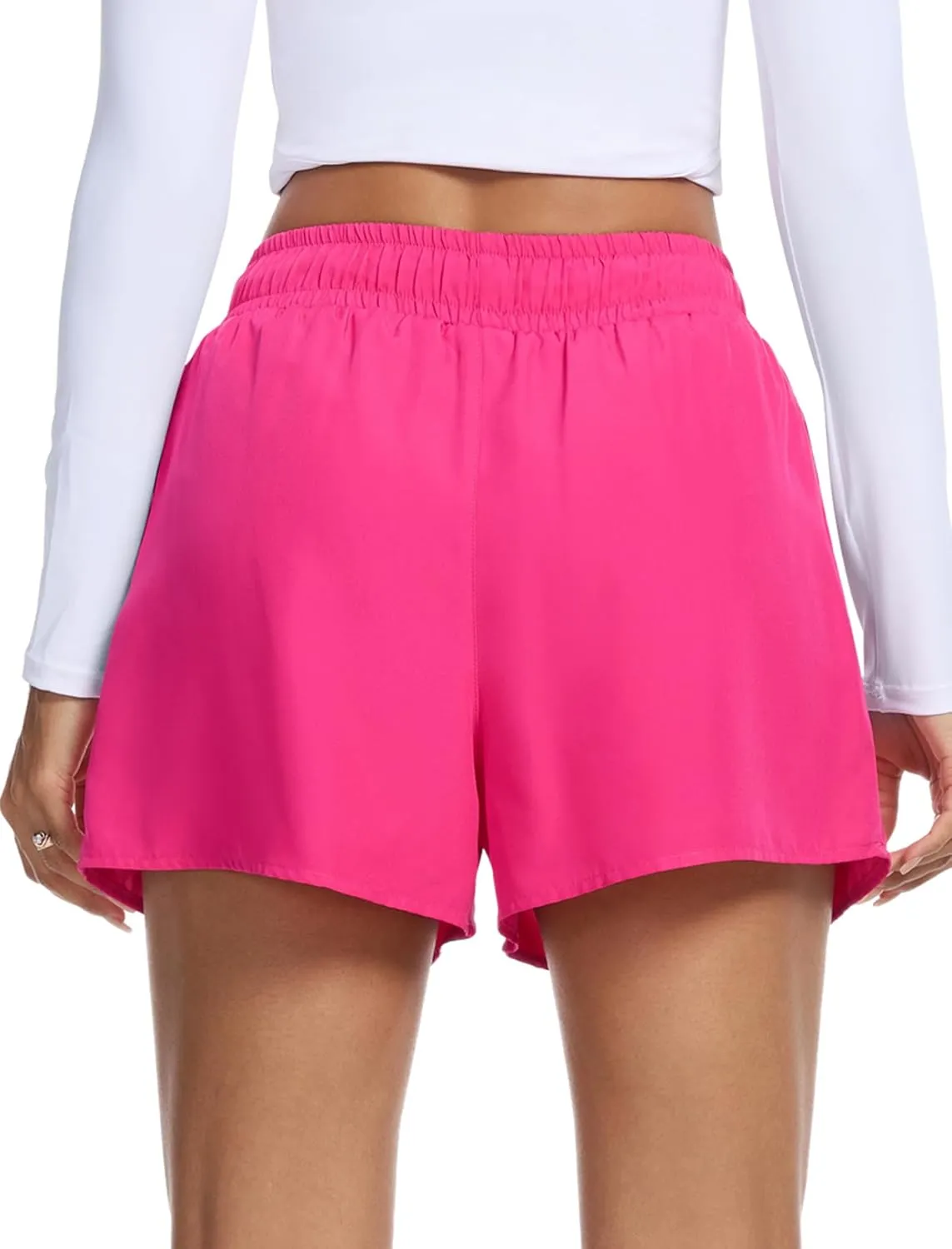 SILKWORLD Running Shorts for Women 2 in 1 Flowy Athletic Shorts Casual Workout Butterfly Gym Shorts with Zipper Pockets
