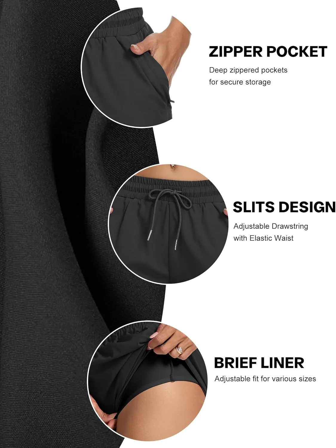 SILKWORLD Women's 5'' Swim Board Shorts 2 in 1 High Waisted Quick Dry Summer Swimming Swimsuit Bottoms with Zipper Pocket