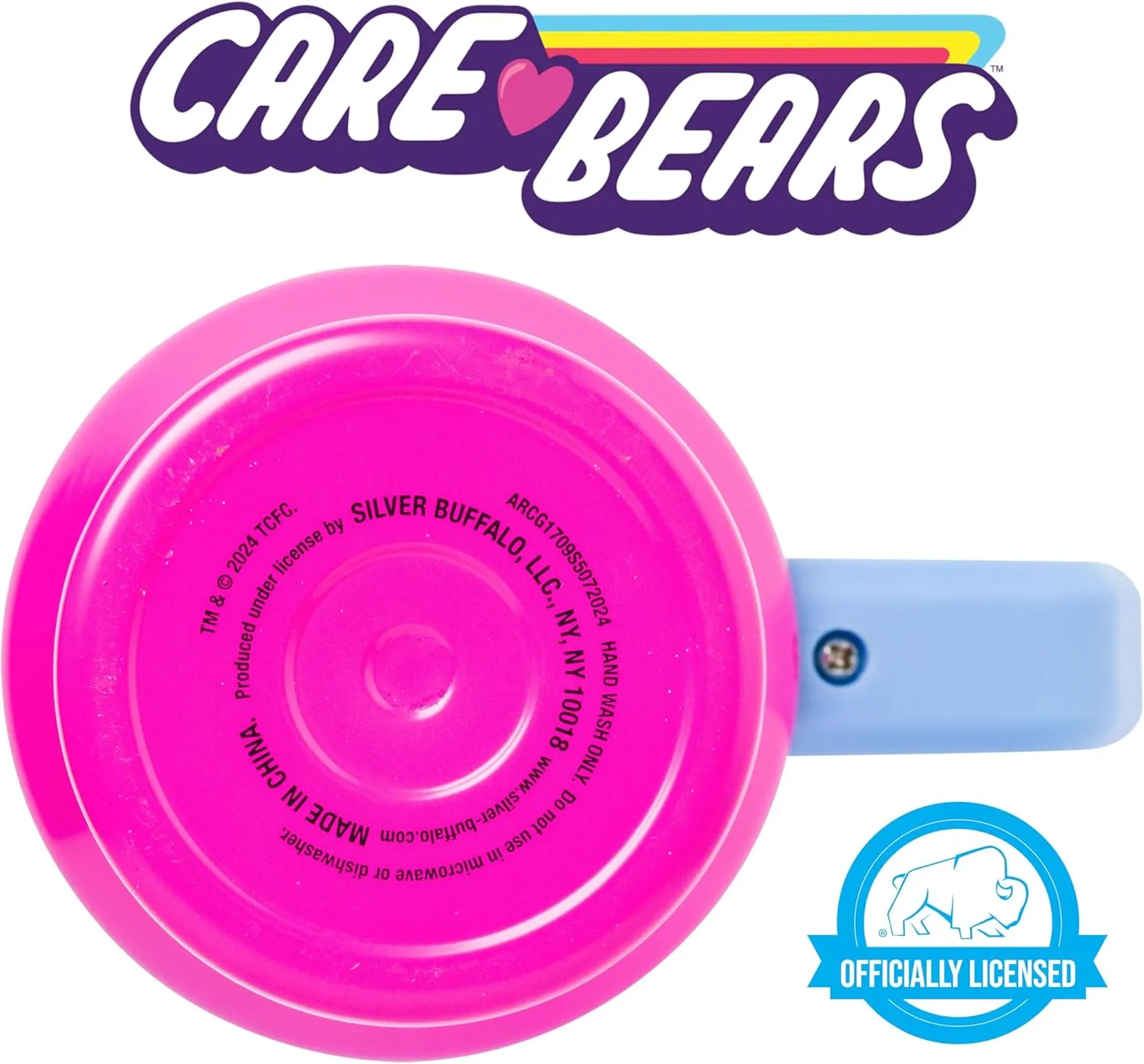 Silver Buffalo Care Bears Tumbler - Grumpy, Funshine & Love-A-Lot Bears Heart Showers Ombre Stainless Steel with Handle & Straw, 40 Ounces