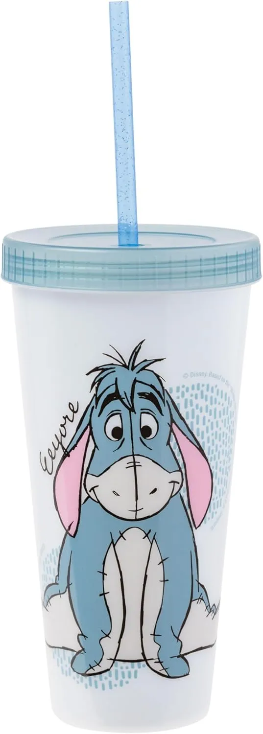 Silver Buffalo Disney Winnie the Pooh 4 Pack Color Changing Plastic Tumblers Featuring Eeyore, Winnie the Pooh, Tigger, and Piglet, 24 Ounces