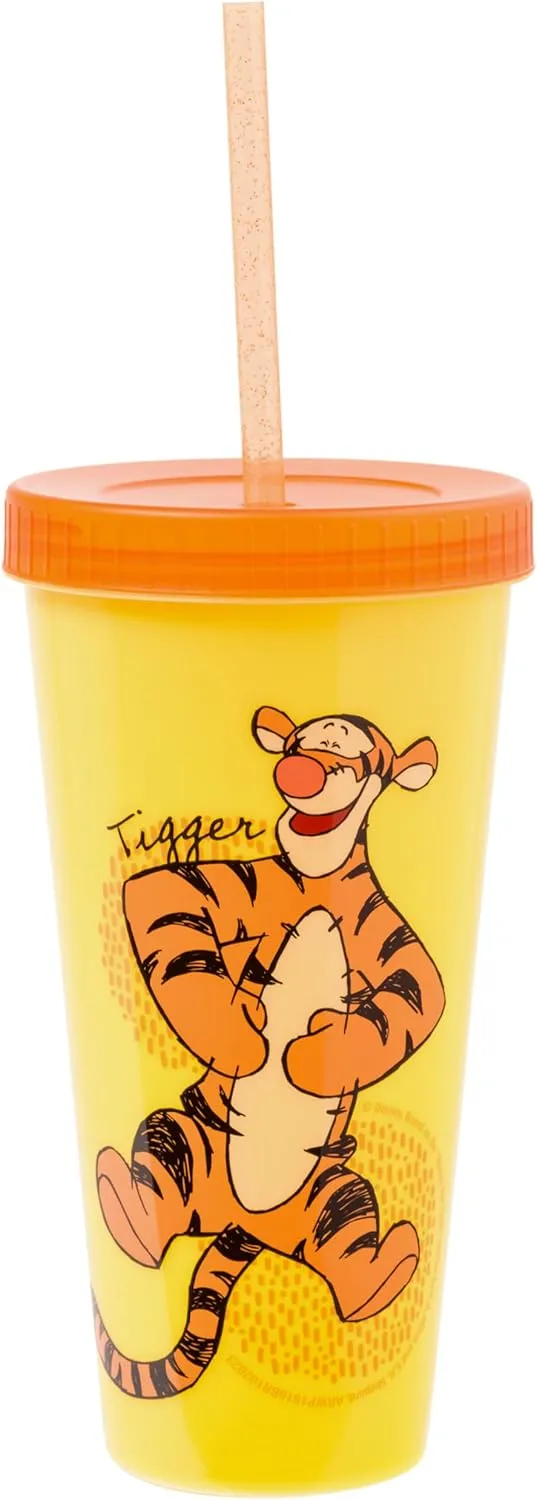 Silver Buffalo Disney Winnie the Pooh 4 Pack Color Changing Plastic Tumblers Featuring Eeyore, Winnie the Pooh, Tigger, and Piglet, 24 Ounces
