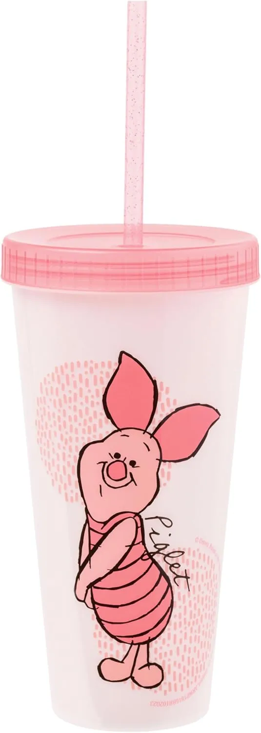 Silver Buffalo Disney Winnie the Pooh 4 Pack Color Changing Plastic Tumblers Featuring Eeyore, Winnie the Pooh, Tigger, and Piglet, 24 Ounces