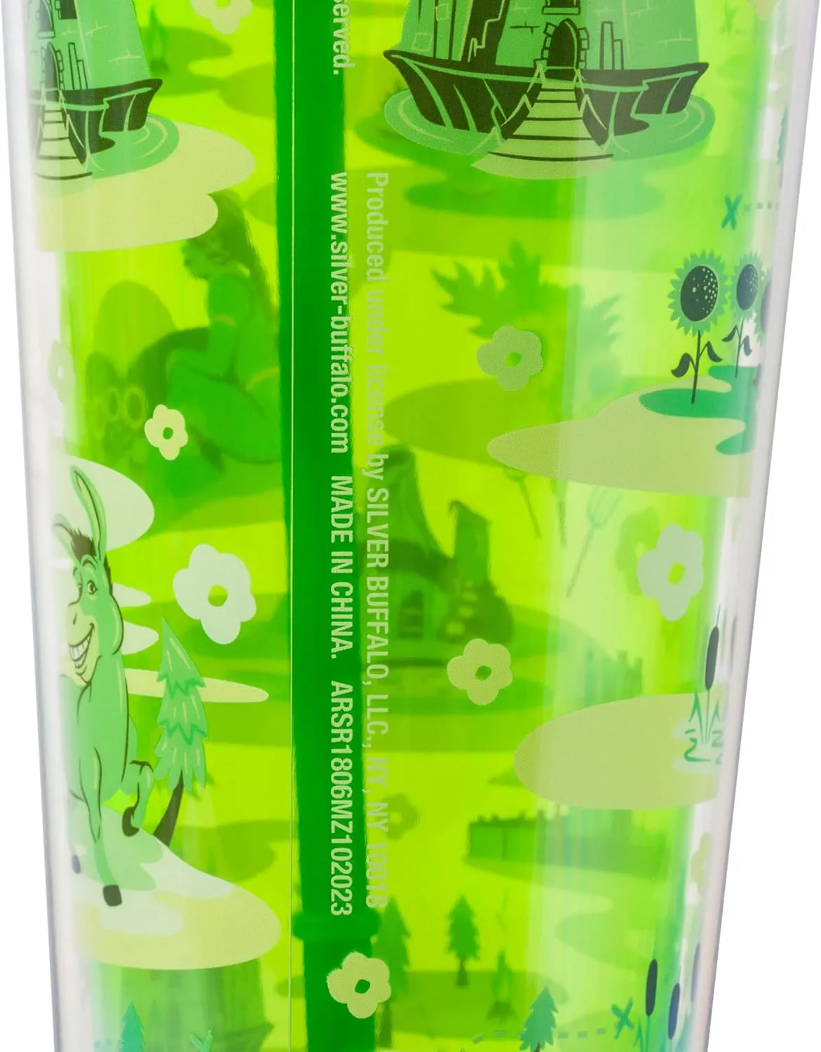 Silver Buffalo Shrek Swamp Beware Ogre Dome Glitter Top Travel Tumbler, 24 Ounces