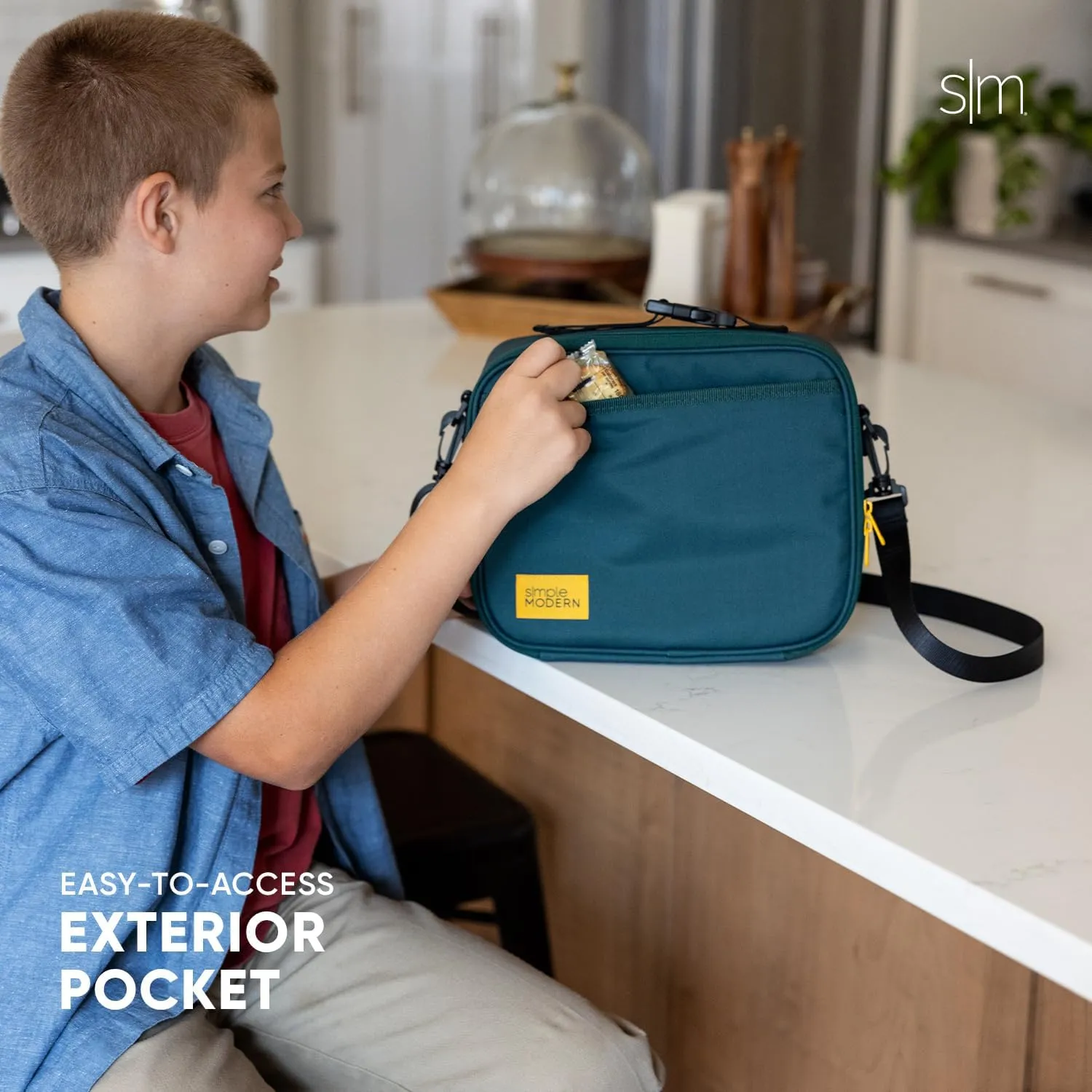 Simple Modern Hadley with Shoulder Strap | Lunch Box for Kids, Teens, and Adults | Insulated Bag for Girls, Boys, Women, Men | Meal Containers with Exterior and Interior Pockets | Midnight Black
