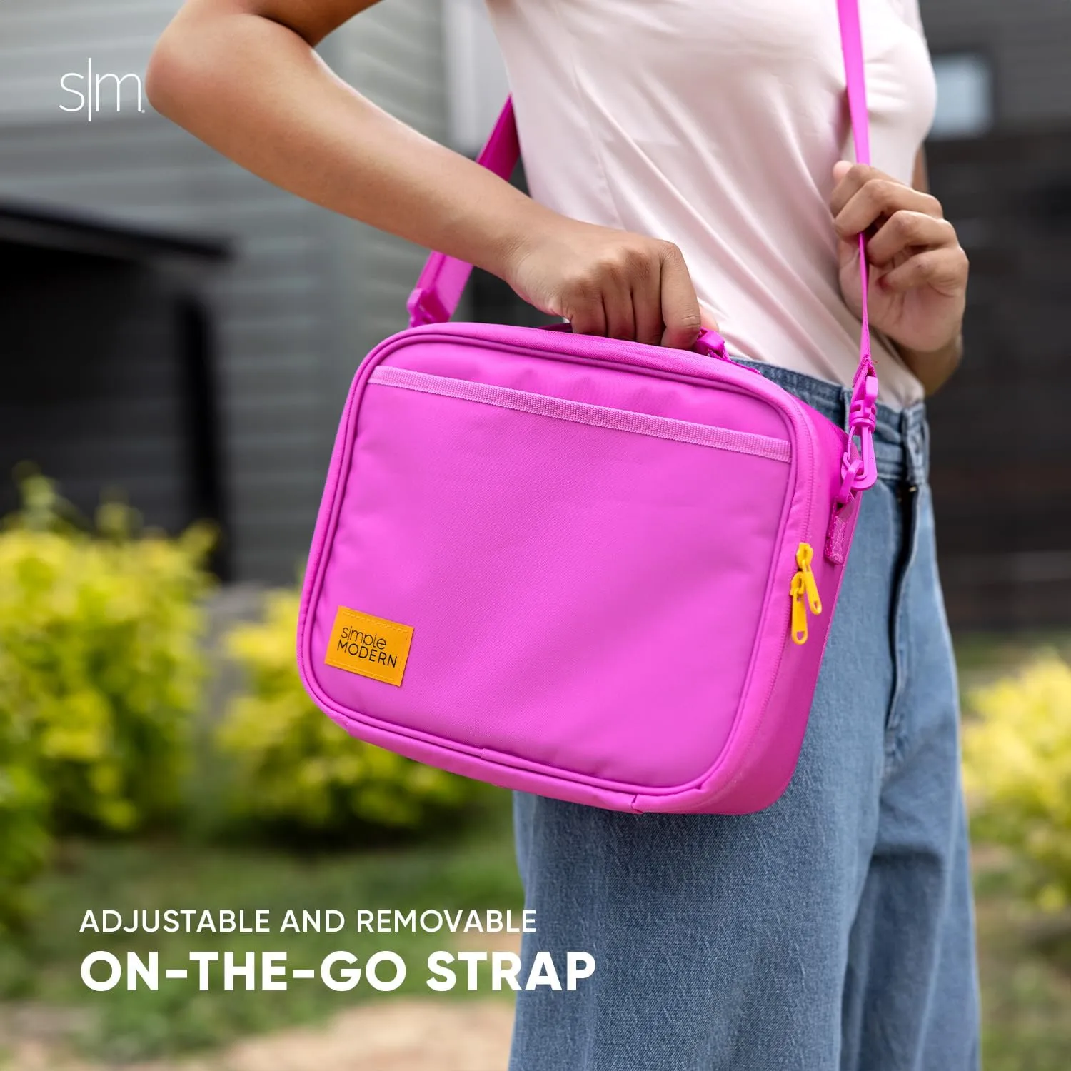 Simple Modern Hadley with Shoulder Strap | Lunch Box for Kids, Teens, and Adults | Insulated Bag for Girls, Boys, Women, Men | Meal Containers with Exterior and Interior Pockets | Midnight Black