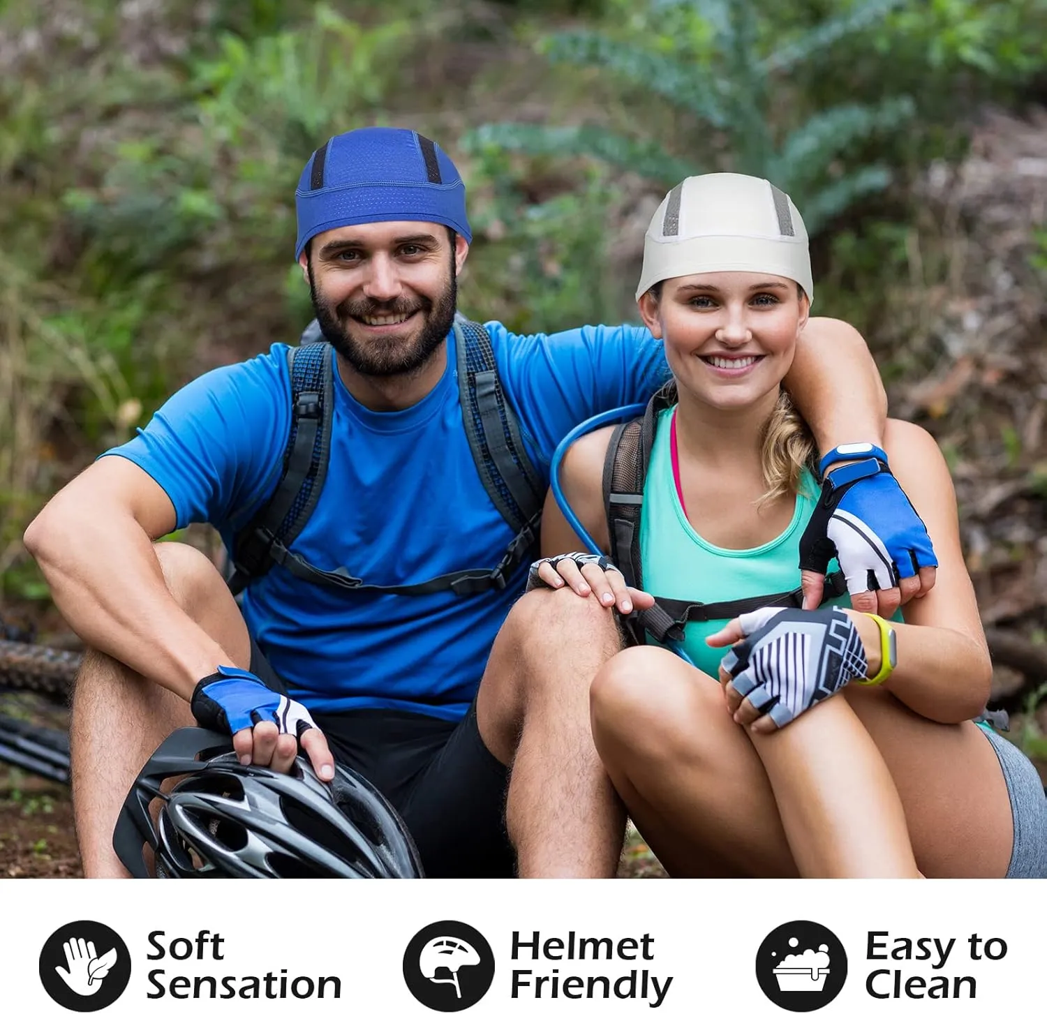 Skull Cap Helmet Liner Beanie, Cooling Mesh Cycling Running Hat for Men Women, Fits Under Helmets