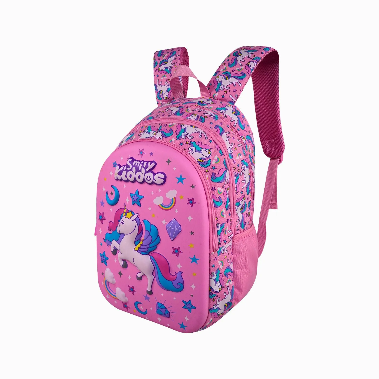 Smily Kiddos Sky Unicorn EVA Shell Backpack with Smily Track (19L) – Pink | Lightweight, Durable & Trackable School Bag for Kids (45x30x14 cm)