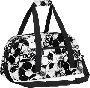 Soccer Balls Kids Overnighter Duffel Bags for Boys Girls, Carry-On Size Sports Gym Bag with Front Zipper Pocket for School Practice or Overnight Travel Weekender Sleepover Tote Bag