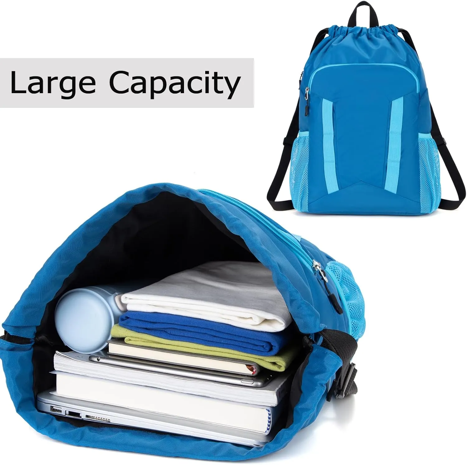 Soccer Drawstring Bag Basketball Backpack for Football Volleyball Gym Sports Training with Shoe Compartment