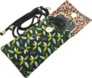 Soft Glasses Case Double Eyeglasses Case for Women with Adjustable Shoulder Strap and Key Chain Cell Phone Purse