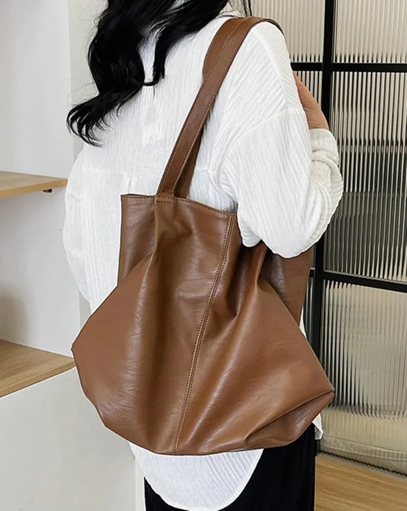 Soft Leather Tote Bag Large Capacity Work Hobo Pu Leather Shoulder Handbag Big Travel Shopping Work Bag