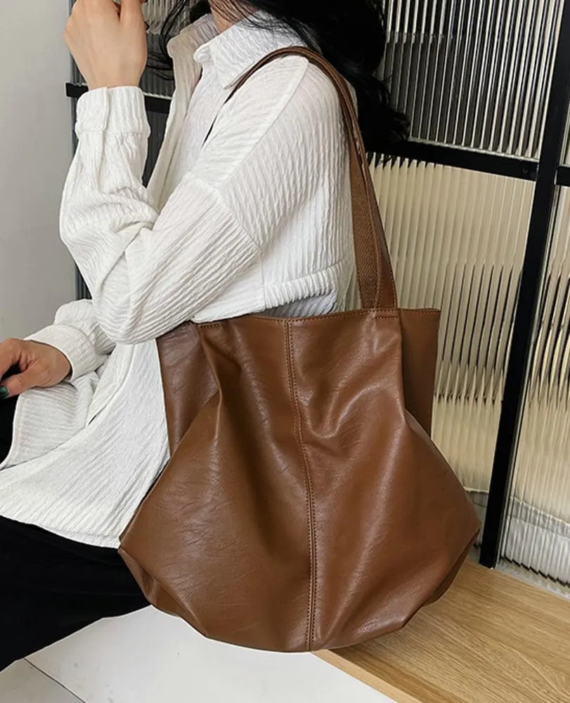 Soft Leather Tote Bag Large Capacity Work Hobo Pu Leather Shoulder Handbag Big Travel Shopping Work Bag