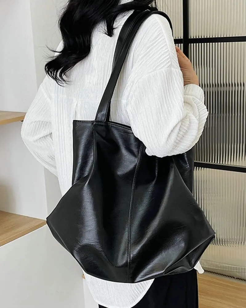 Soft Leather Tote Bag Large Capacity Work Hobo Pu Leather Shoulder Handbag Big Travel Shopping Work Bag