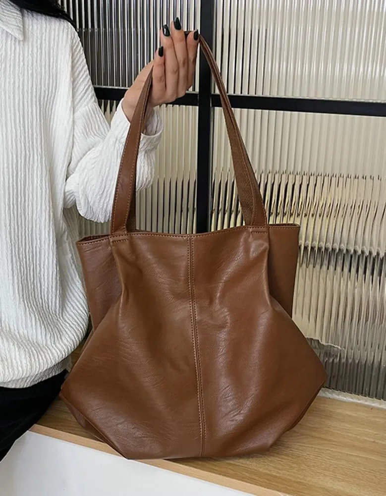 Soft Leather Tote Bag Large Capacity Work Hobo Pu Leather Shoulder Handbag Big Travel Shopping Work Bag