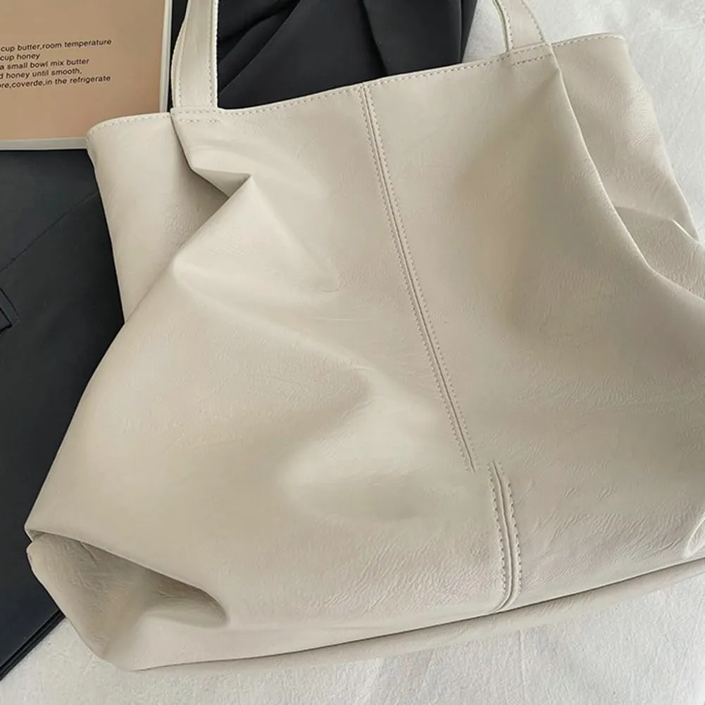 Soft Leather Tote Bag Large Capacity Work Hobo Pu Leather Shoulder Handbag Big Travel Shopping Work Bag