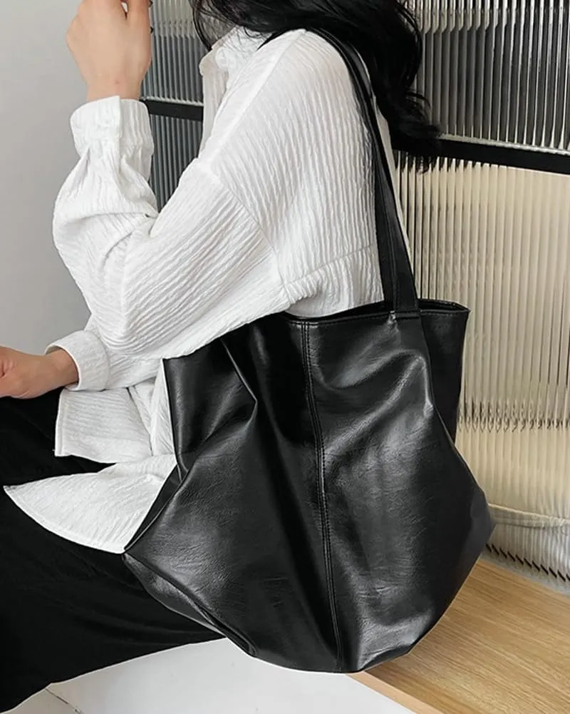 Soft Leather Tote Bag Large Capacity Work Hobo Pu Leather Shoulder Handbag Big Travel Shopping Work Bag