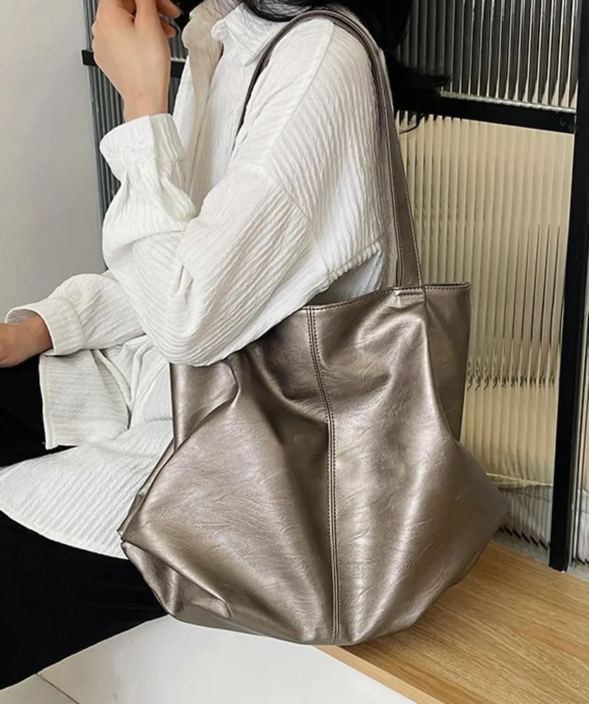 Soft Leather Tote Bag Large Capacity Work Hobo Pu Leather Shoulder Handbag Big Travel Shopping Work Bag