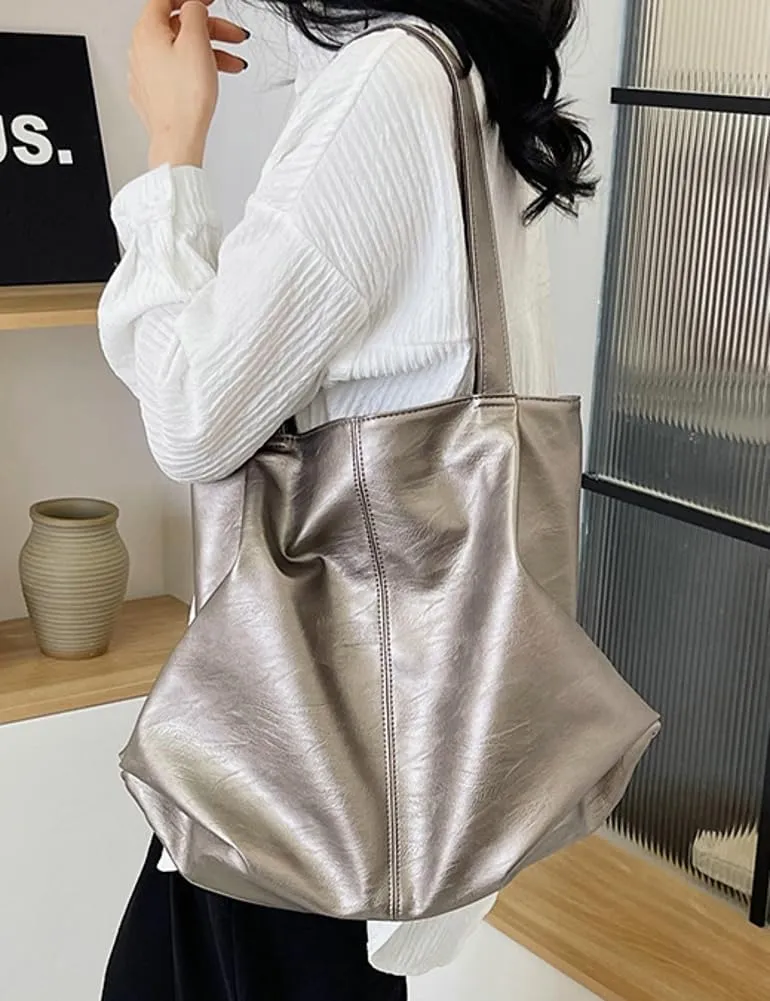 Soft Leather Tote Bag Large Capacity Work Hobo Pu Leather Shoulder Handbag Big Travel Shopping Work Bag