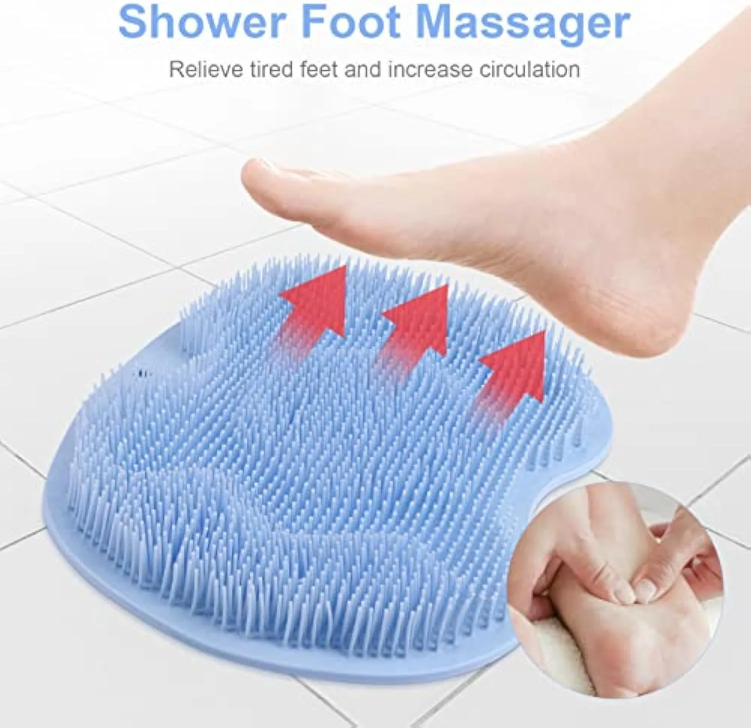 Solespa Hands-Free Silicone Foot Scrubber Mat, Shower Foot and Back Scrubber Massage Pad, Shower Wall Mounted Back Scrubber Massage Pad with Non-Slip Suction Cups, for Men/Women (2 C)