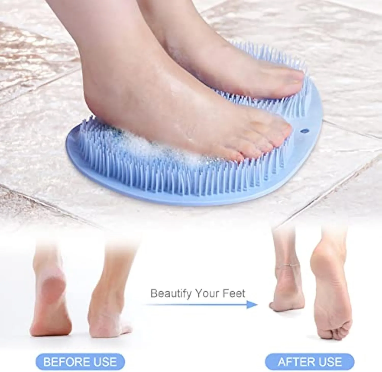 Solespa Hands-Free Silicone Foot Scrubber Mat, Shower Foot and Back Scrubber Massage Pad, Shower Wall Mounted Back Scrubber Massage Pad with Non-Slip Suction Cups, for Men/Women (2 C)