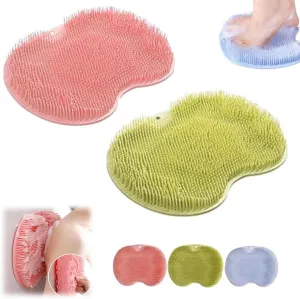 Solespa Hands-Free Silicone Foot Scrubber Mat, Shower Foot and Back Scrubber Massage Pad, Shower Wall Mounted Back Scrubber Massage Pad with Non-Slip Suction Cups, for Men/Women (2 C)