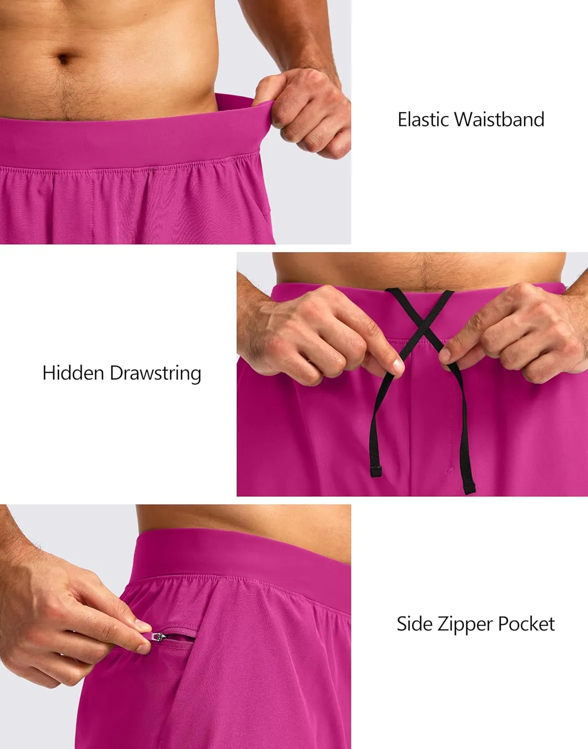 Soothfeel Men's 2 in 1 Running Shorts with 4 Pockets 5 Inch Quick Dry Gym Active Workout Athletic Shorts for Men with Liner