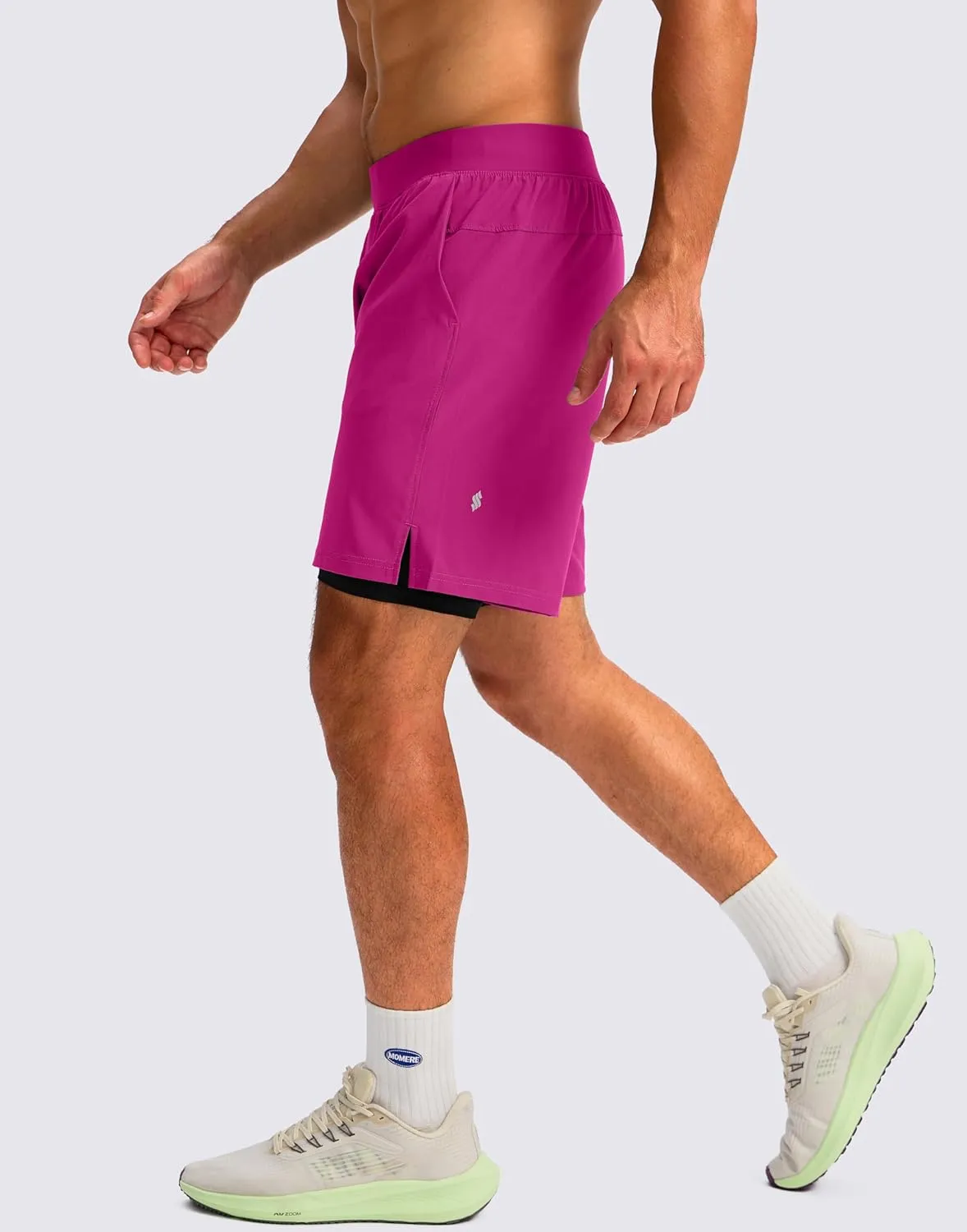 Soothfeel Men's 2 in 1 Running Shorts with 4 Pockets 5 Inch Quick Dry Gym Active Workout Athletic Shorts for Men with Liner