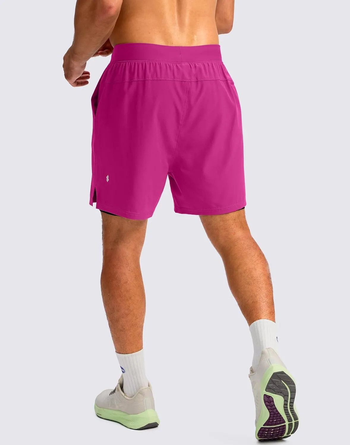 Soothfeel Men's 2 in 1 Running Shorts with 4 Pockets 5 Inch Quick Dry Gym Active Workout Athletic Shorts for Men with Liner