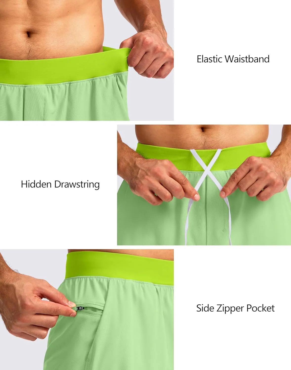 Soothfeel Men's 2 in 1 Running Shorts with 4 Pockets 5 Inch Quick Dry Gym Active Workout Athletic Shorts for Men with Liner