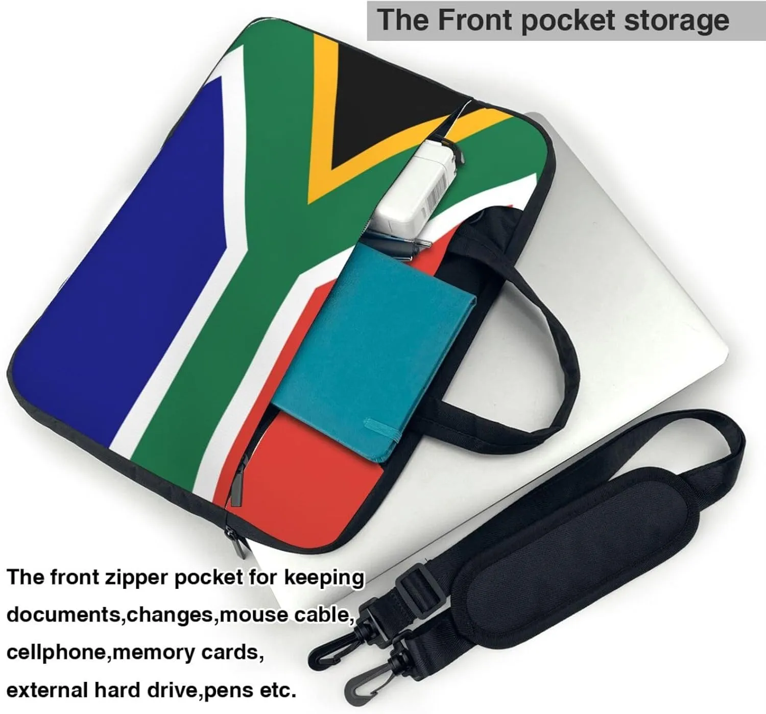 South African flag Print Work Laptop Bag Stylish and Protective Laptop Case Briefcase for Men Women Office