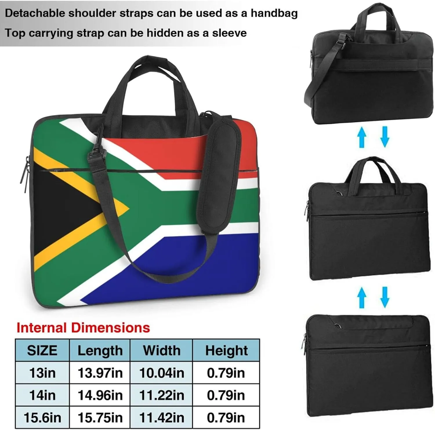 South African flag Print Work Laptop Bag Stylish and Protective Laptop Case Briefcase for Men Women Office