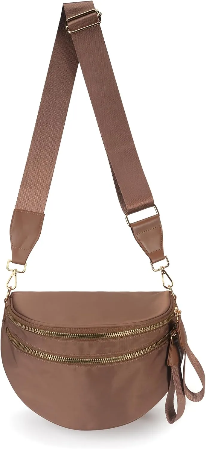 Spacious Nylon Crossbody Bag Bum Bag Handbags Wallets Purses Trendy Shoulder Bag for Women