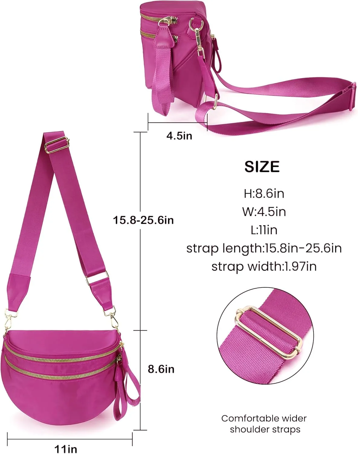 Spacious Nylon Crossbody Bag Bum Bag Handbags Wallets Purses Trendy Shoulder Bag for Women