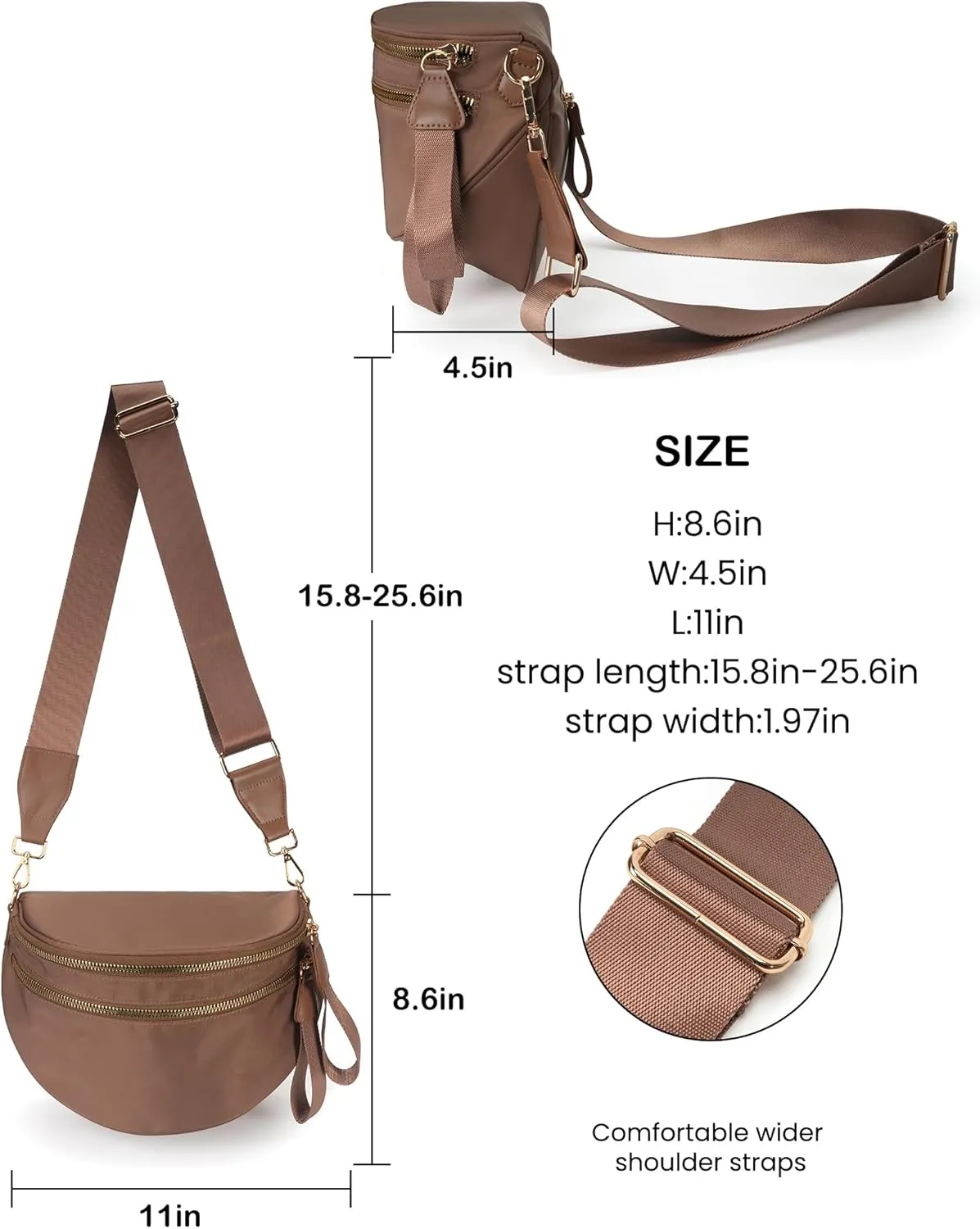 Spacious Nylon Crossbody Bag Bum Bag Handbags Wallets Purses Trendy Shoulder Bag for Women