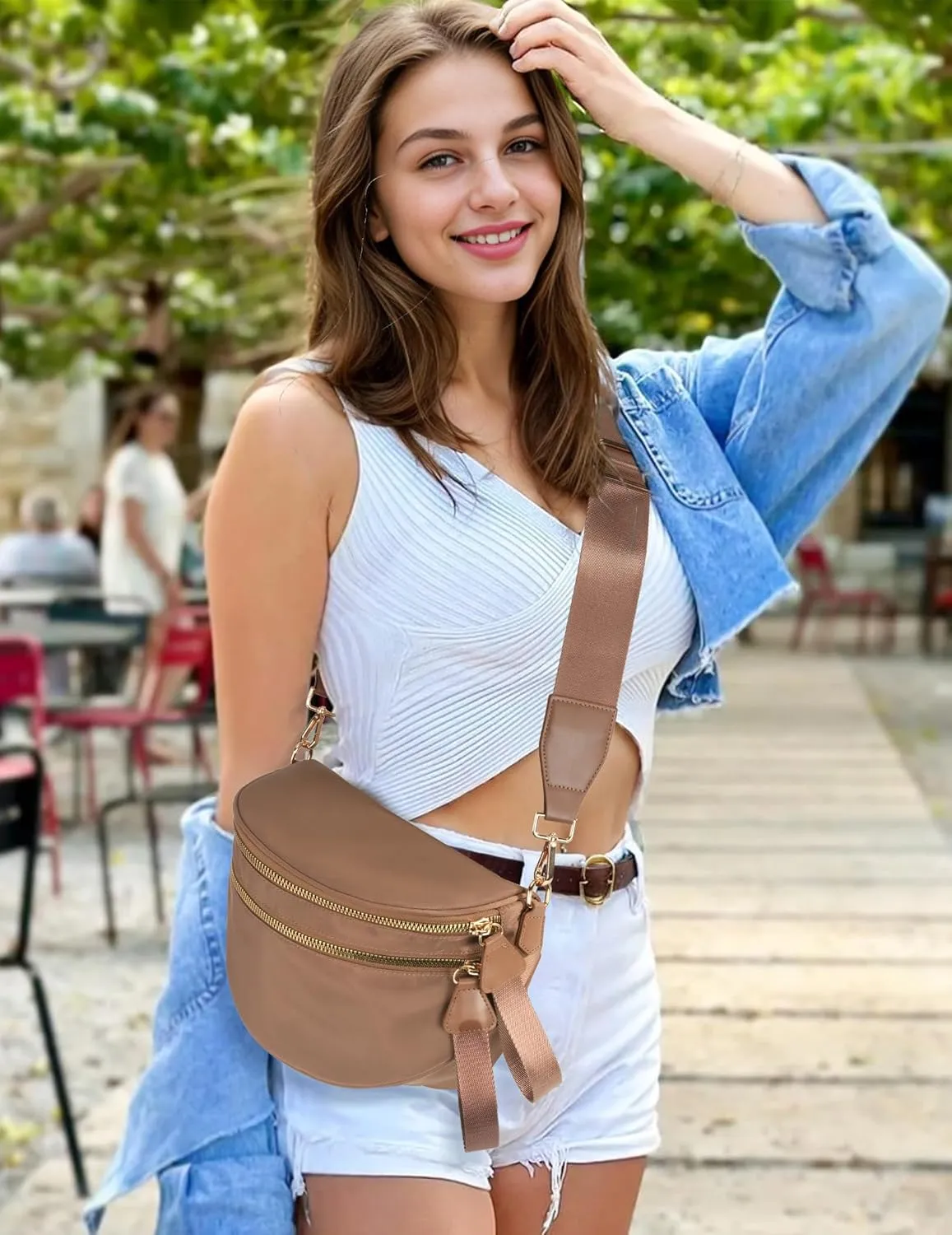 Spacious Nylon Crossbody Bag Bum Bag Handbags Wallets Purses Trendy Shoulder Bag for Women