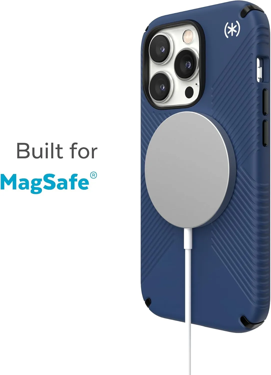 Speck iPhone 14 Pro Max Case - Drop Protection, Scratch Resistant, Dual Layer Slim Phone Case for 6.7 Inch iPhones 14 Pro Max - Built for MagSafe - Presidio2 Grip - Coastal Blue/Black/White