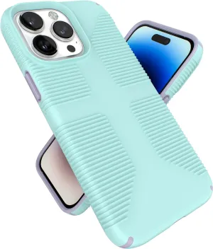 Speck iPhone 14 Pro Max Case - Slim Phone Case, Drop Protection, Scratch Resistant Case - No Slip Grip for iPhone 14 Pro Max 6.7" Model - Pale Cyan/Lilac GemShell Grip Hard