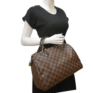 Speedy VUITTON LOUIS Ebene Connected Brown Big savings 30 Damier Bag Satchel