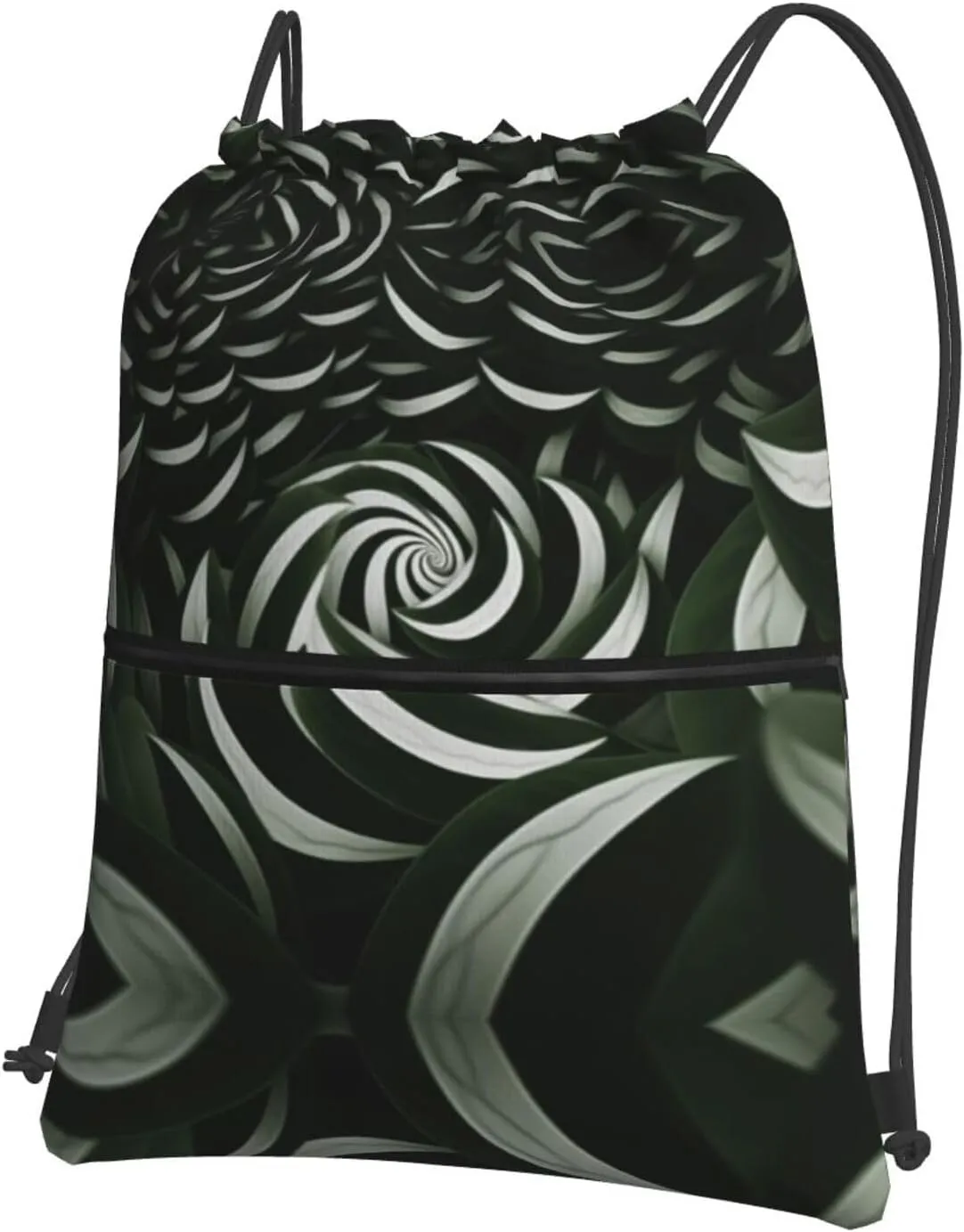 Spiral shaped shrubs Water-Resistant Zipper Drawstring Backpack for Gym/Yoga/Travel - Lightweight Foldable 15.3x18 Sports Bag w/Multiple Pockets