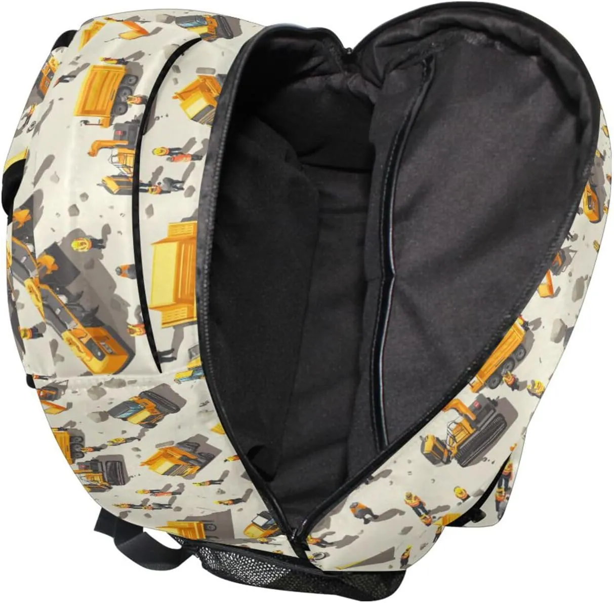 Sport Backpack for Women Men Waterproof Personal Backpack with Chest Strap for College Work Construction Scene Concrete Mixer Truck Bulldozer