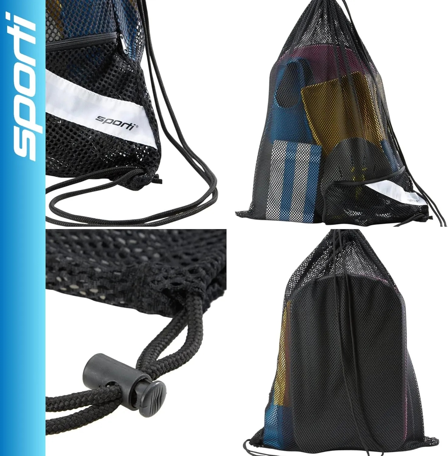 Sporti Swimming Equipment Bags, Mesh Drawstring Backpack,Swim Bag for Swimmers,Mesh Backpack for Beach