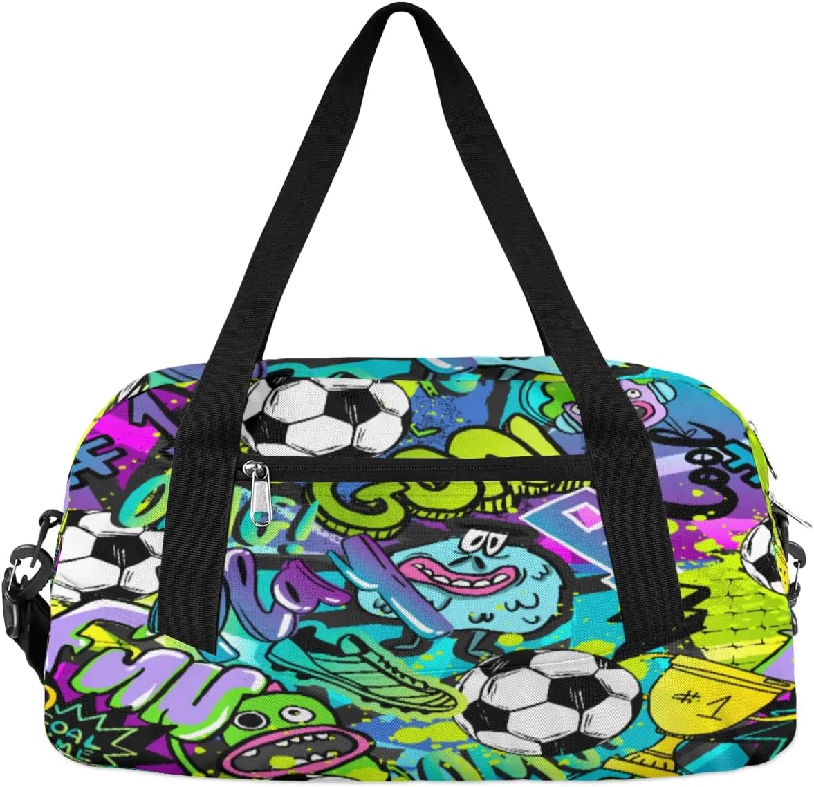 Sports Aliens Football Kids Duffle Bag for Boys Girls Overnight Travel Bag Kids Duffel Bags Ballet Weekender Bag for School Gym Sport Sleepover Carry On Bag