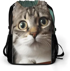 Sports Belt Pocket, A Curious Cat Print Dry And Wet Separation Bag All-purpose Gym Bag Sports And Fitness Bag Stylish Sports Bag