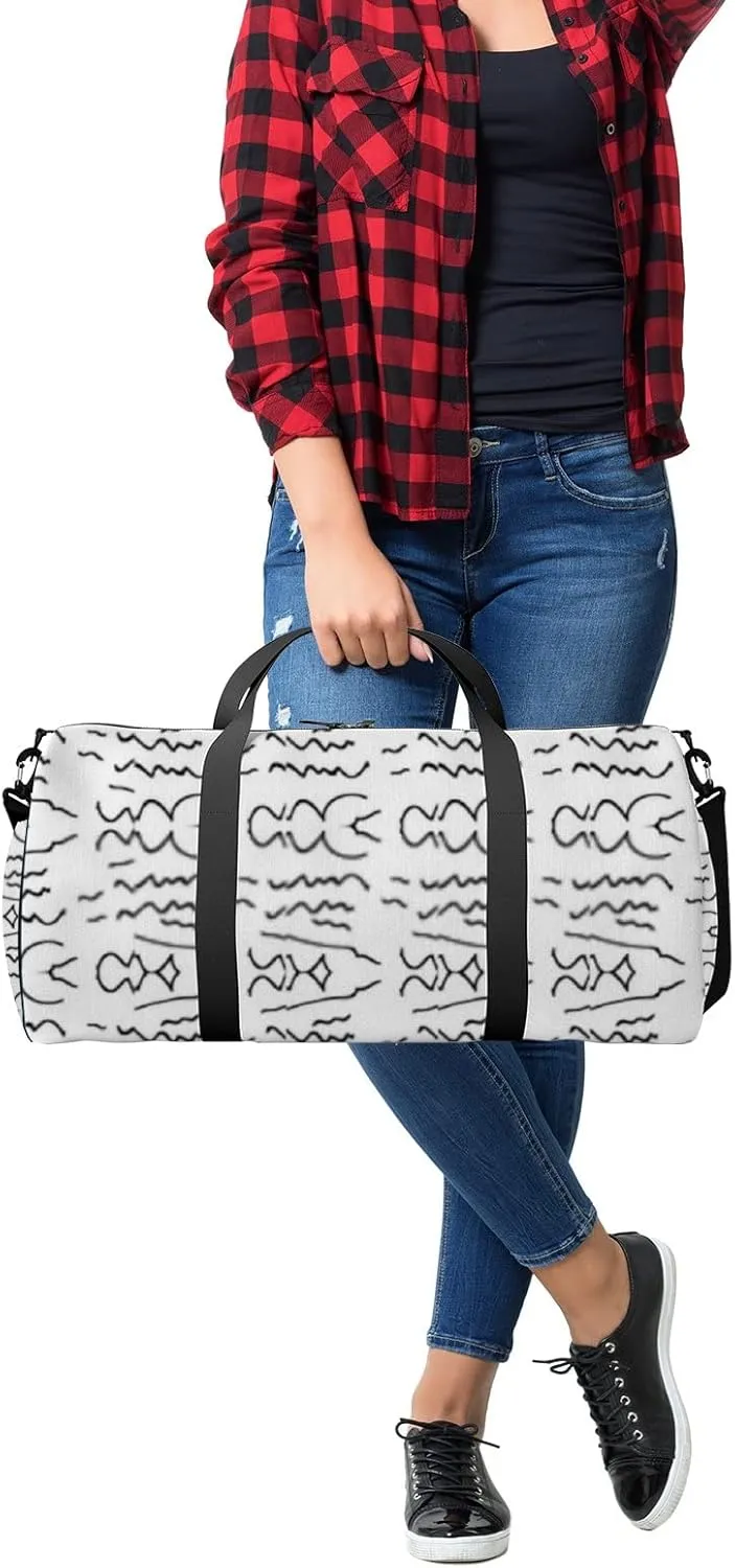 Sports Gym Bag for Women and Men Waterproof Abstract Pattern Line Pattern Duffel Bag Lightweight Carryon Traveling Boarding Gripsack