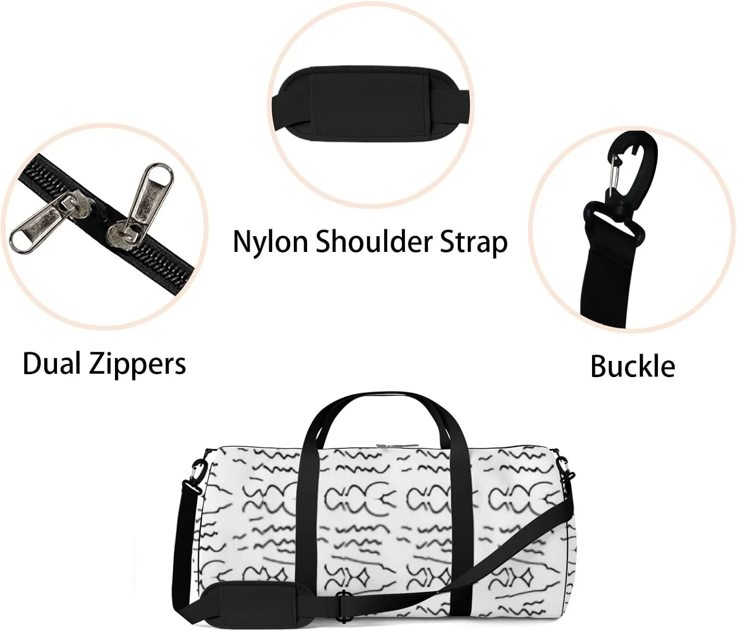 Sports Gym Bag for Women and Men Waterproof Abstract Pattern Line Pattern Duffel Bag Lightweight Carryon Traveling Boarding Gripsack