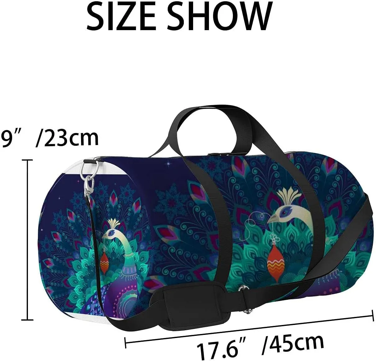 Sports Gym Bag for Women and Men Waterproof Beautiful Colorful Peacock Bird Duffel Bag Lightweight Carryon Traveling Boarding Gripsack