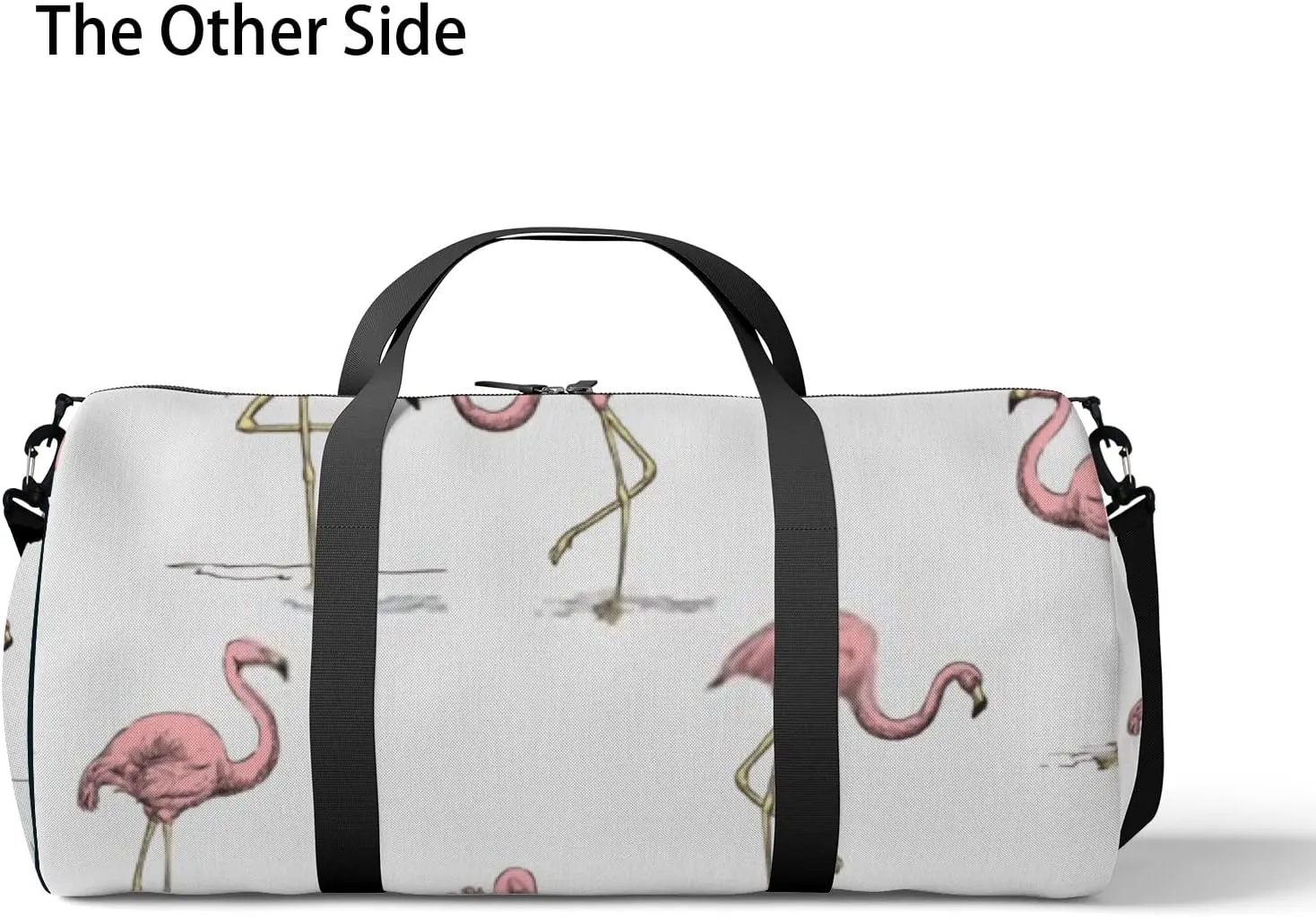 Sports Gym Bag for Women and Men Waterproof Tropical Pink Flamingo White Color Hand Drawn Sketch Duffel Bag Lightweight Carryon Traveling Boarding Gripsack