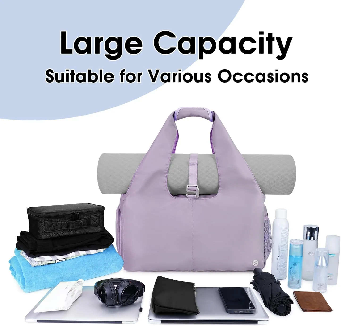 sportsnew Yoga Gym Bags for Women with Shoes Compartment & Wet Dry Storage Pockets & Adjustable Yoga Mat Holder, Patent Pending