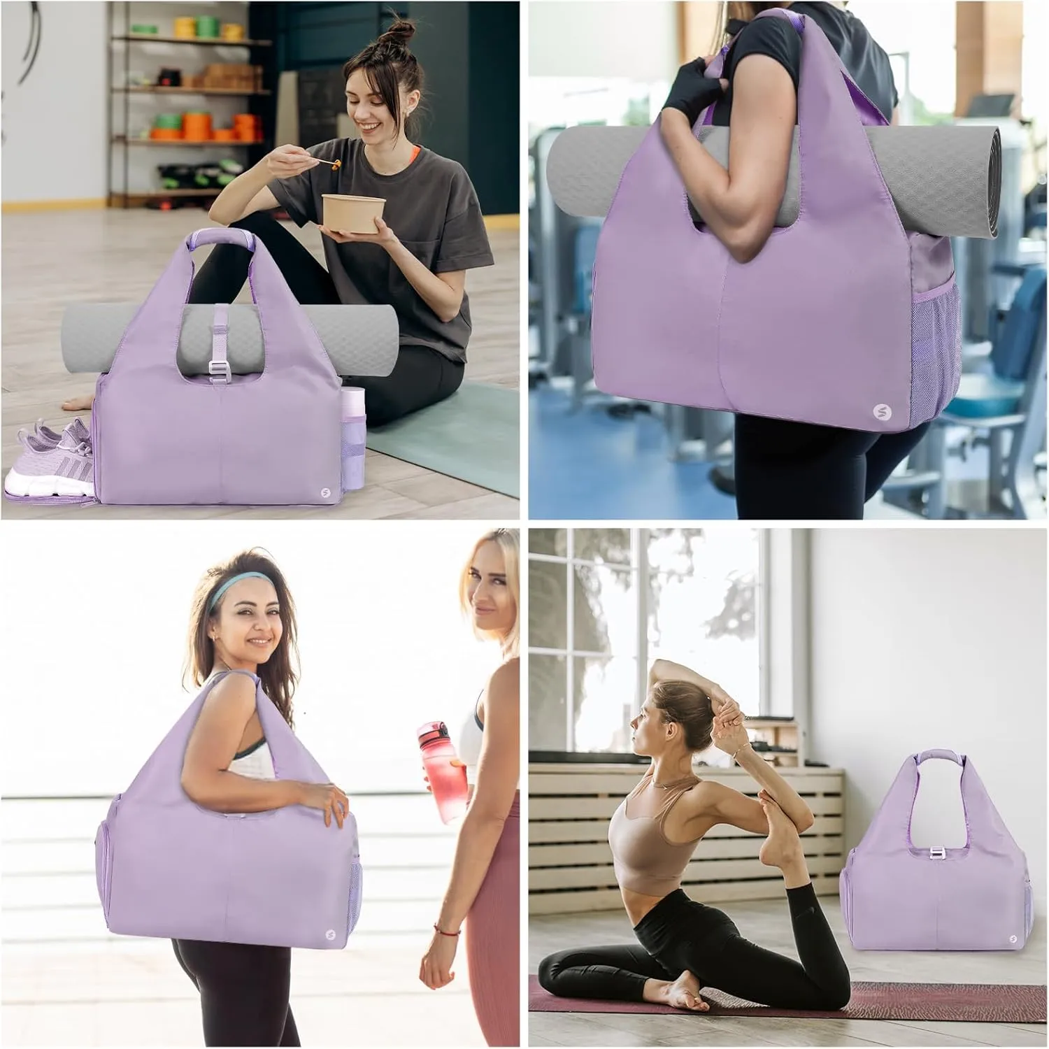 sportsnew Yoga Gym Bags for Women with Shoes Compartment & Wet Dry Storage Pockets & Adjustable Yoga Mat Holder, Patent Pending